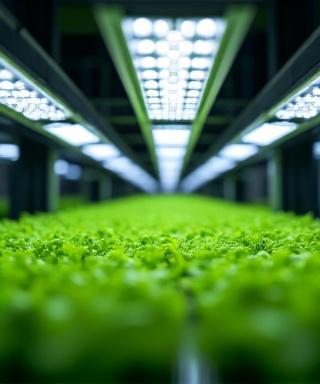 Full spectrum LED grow lights over plants